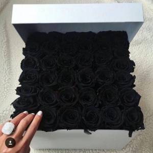 39 черных роз в квадратной коробке R824